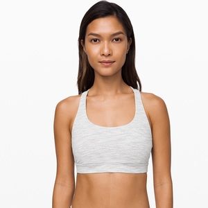 Lululemon Grey and Turquoise Striped Sports Bra